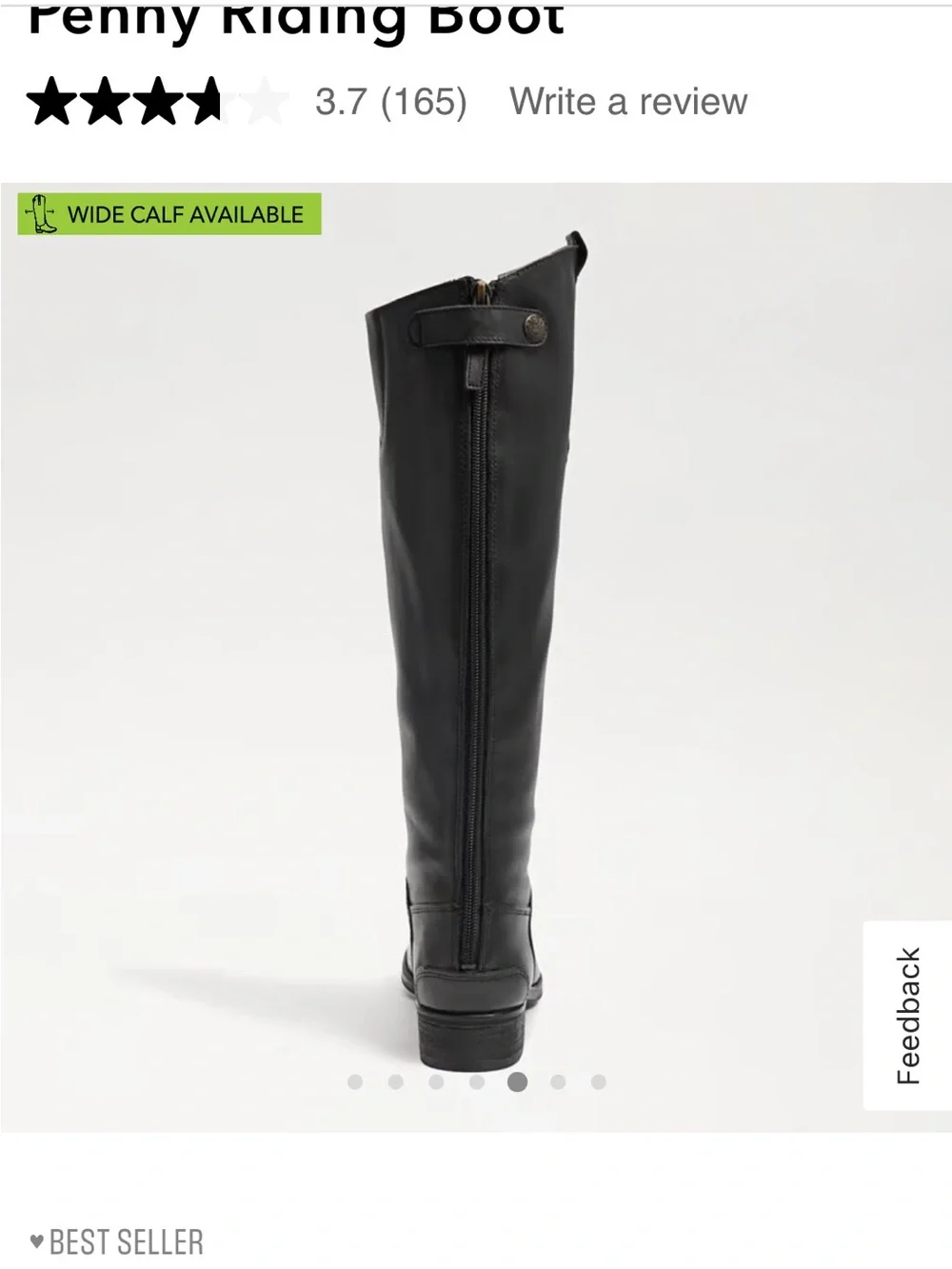 Sam Edelman Penny Riding Boot - Black Leather - Size 8W Wide